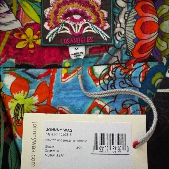 Johnny Was Floral Patchwork Hoodie Sweatshirt - Zip Up Boho- Medium - Picture 2 of 5